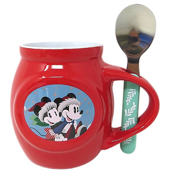 Frankford’s Disney Mickey & Minnie Red Christmas Mug & Spoon Holiday Gift Set - Picture 2 of 7